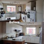 2 views of kitchen before work was carried out one above the other