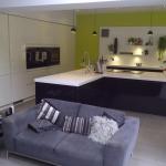 Modern design fitted kitchen with Corian Glacier White worktops
